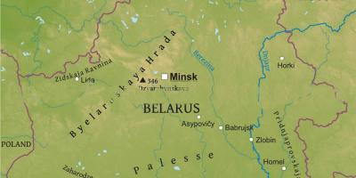 Mapa Bjelorusiji fizički
